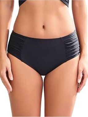 🌸. BloomChic Black Ruched High Waist Bikini Bottom